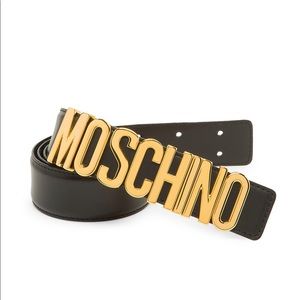 AUTHENTIC Moschino Thick Gold/ Black Leather Belt